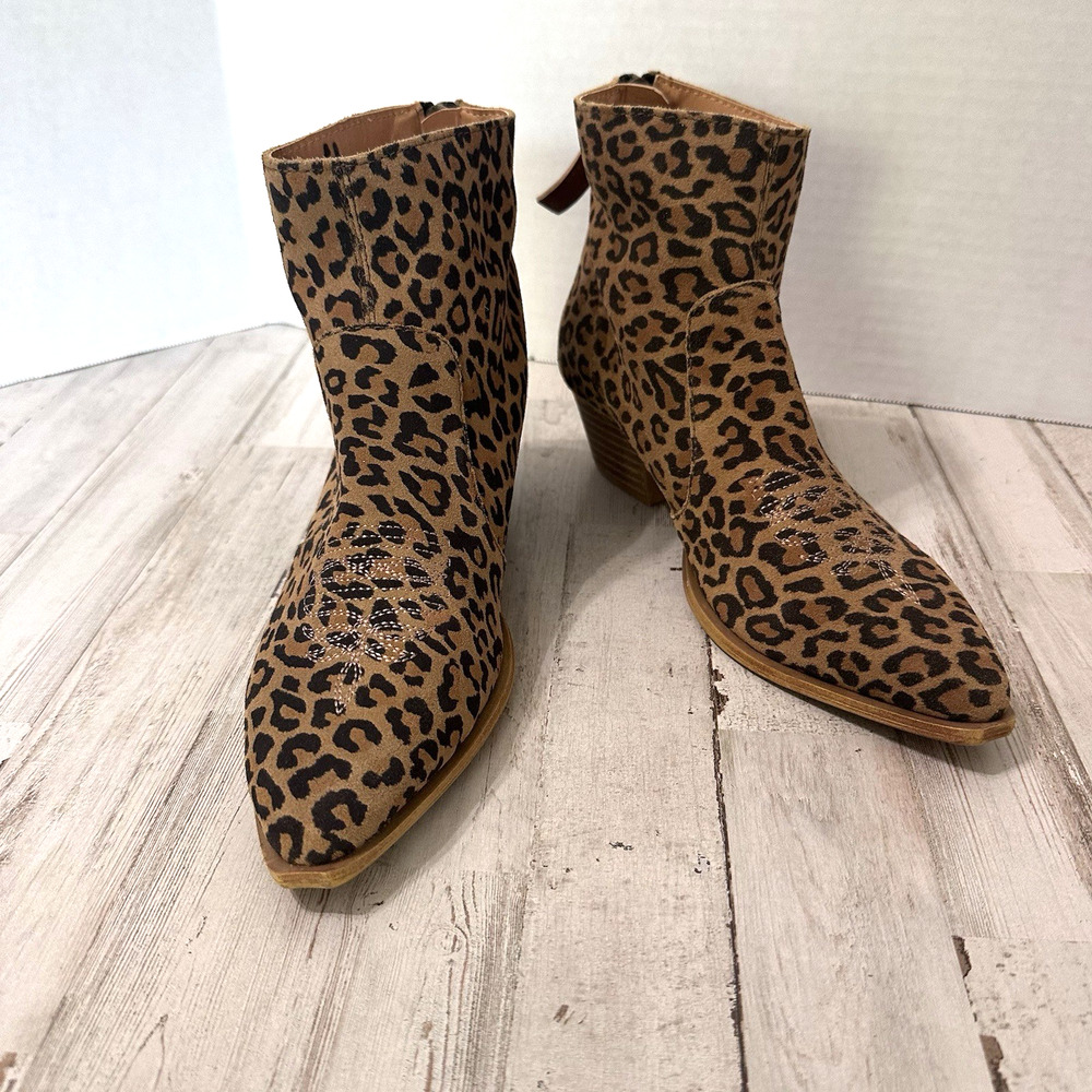 Dingo Womens Klanton Boot 6.5 Leopard Zipper Ankle Heeled Trendy‎ Western Shoe